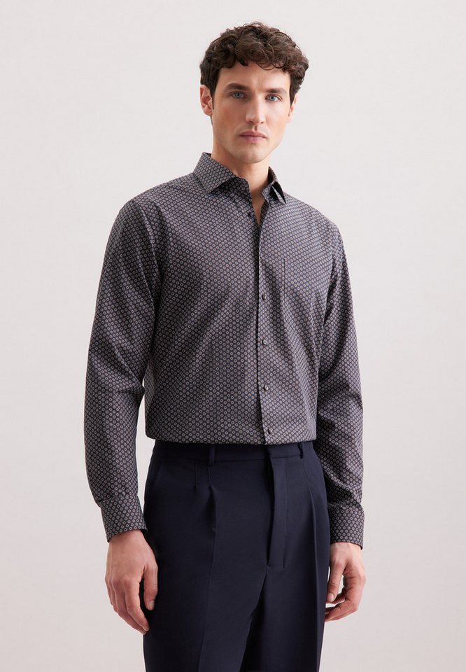 seidensticker Businesshemd Schwarze Rose Comfort 1/1 Kentkragen Druck von seidensticker