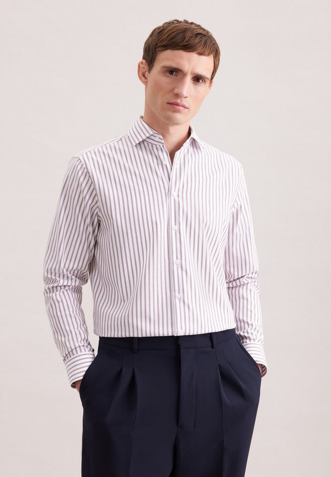 seidensticker Businesshemd Schwarze Rose Regular 1/1 Kentkragen Gestreift von seidensticker