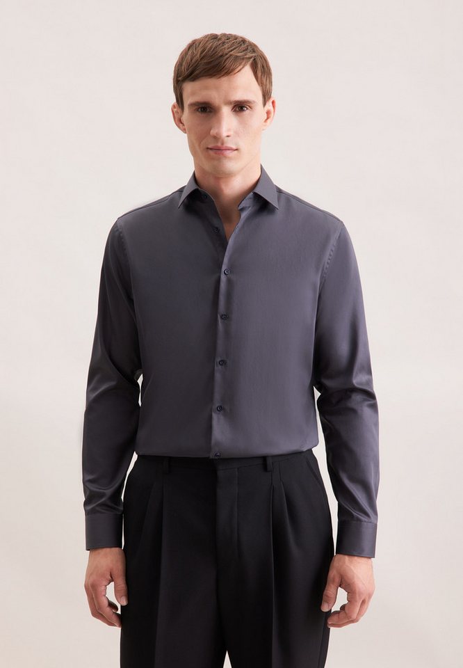 seidensticker Businesshemd Schwarze Rose Shaped 1/1 Kentkragen Uni von seidensticker