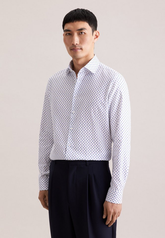 seidensticker Businesshemd Schwarze Rose Slim 1/1 Kentkragen Druck von seidensticker