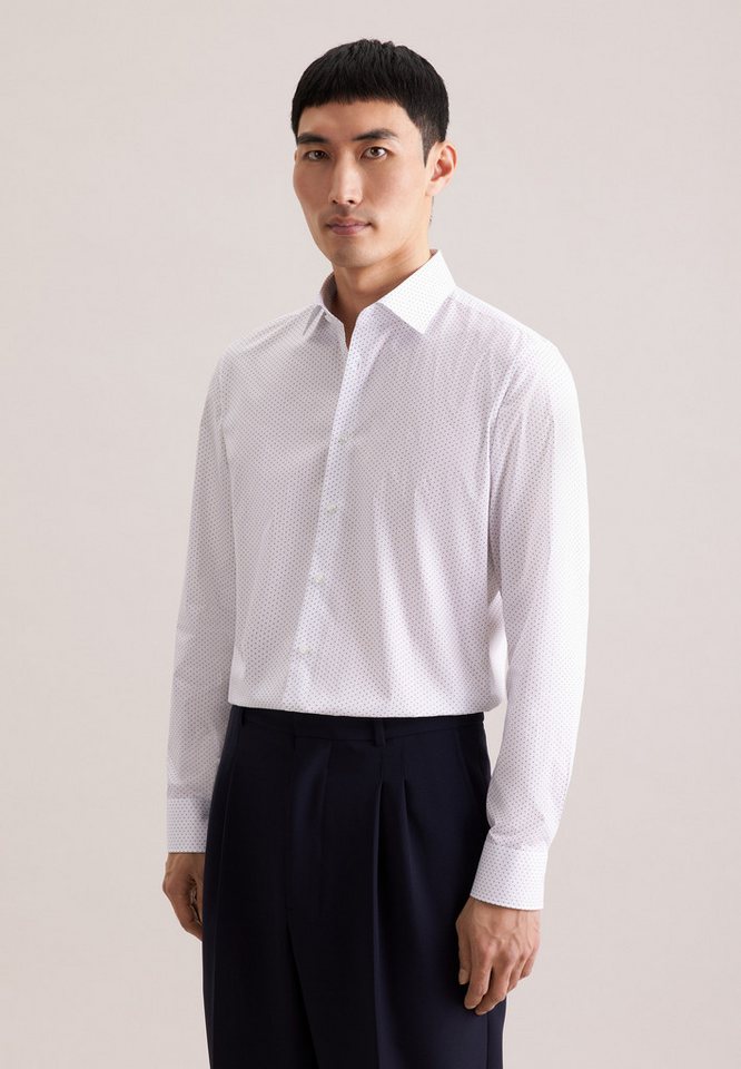 seidensticker Businesshemd Schwarze Rose Slim 1/1 Kentkragen Druck von seidensticker