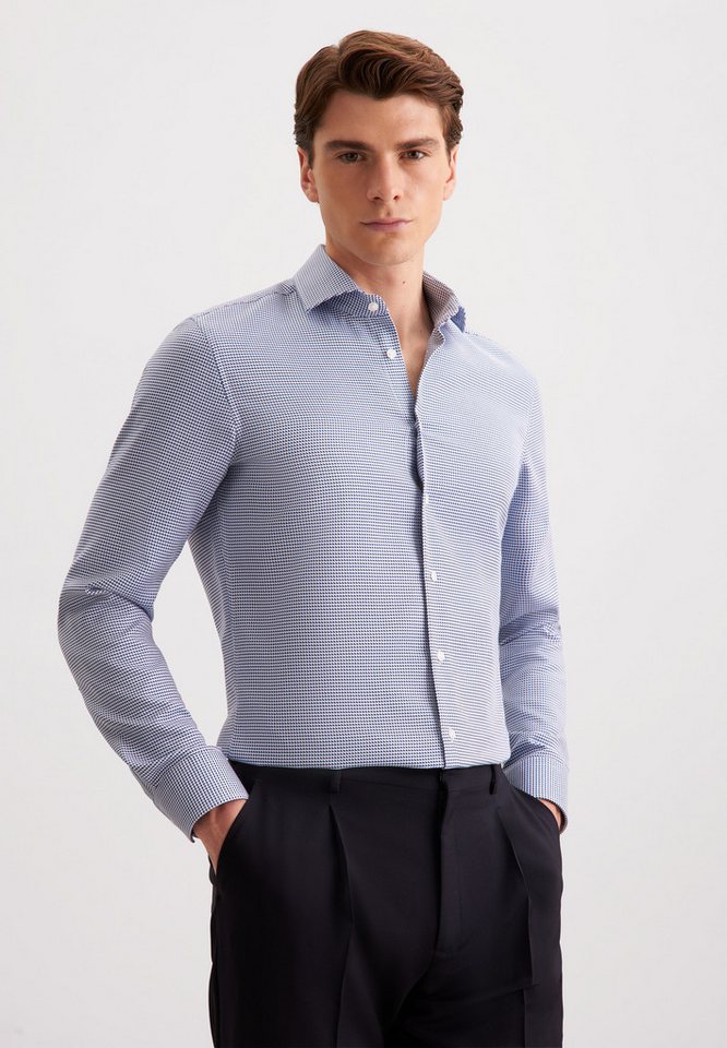 seidensticker Businesshemd Schwarze Rose X-Slim 1/1 Kentkragen Pepita von seidensticker