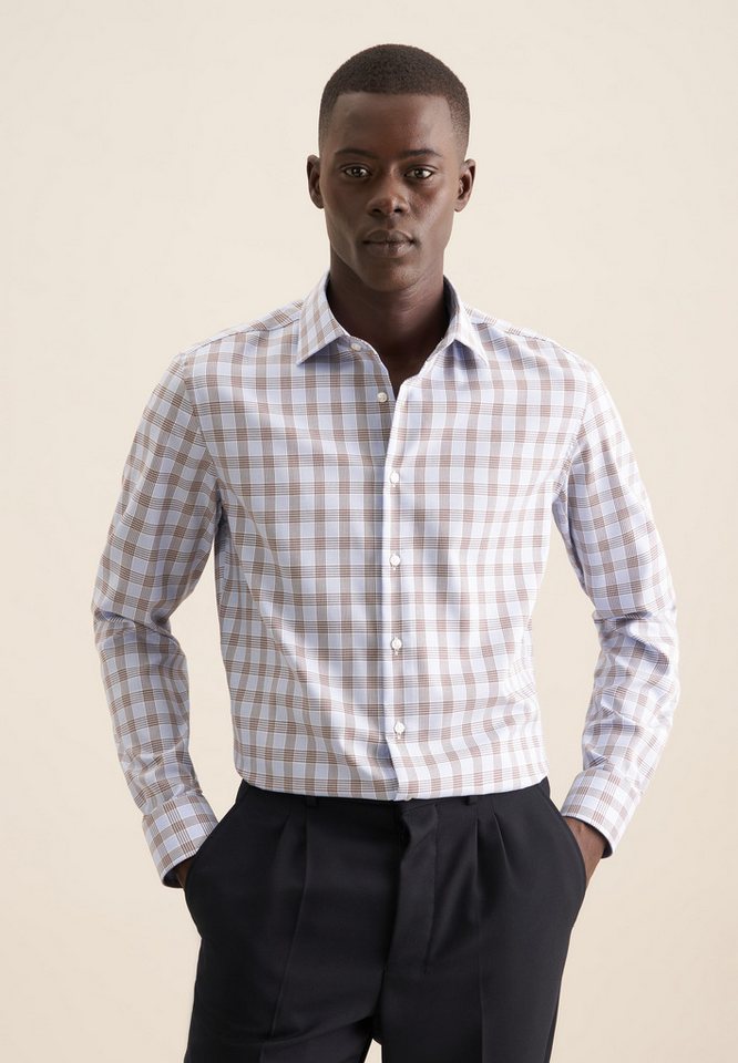 seidensticker Businesshemd Slim Slim Langarm Kentkragen Karo von seidensticker