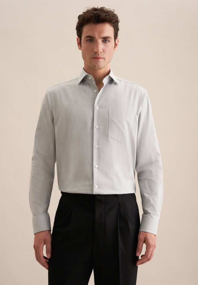 seidensticker Flanellhemd Regular Regular 1/1 Kentkragen Uni von seidensticker