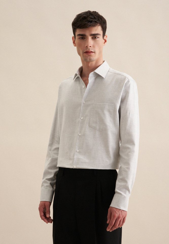 seidensticker Flanellhemd Regular Regular Langarm Kentkragen Karo von seidensticker