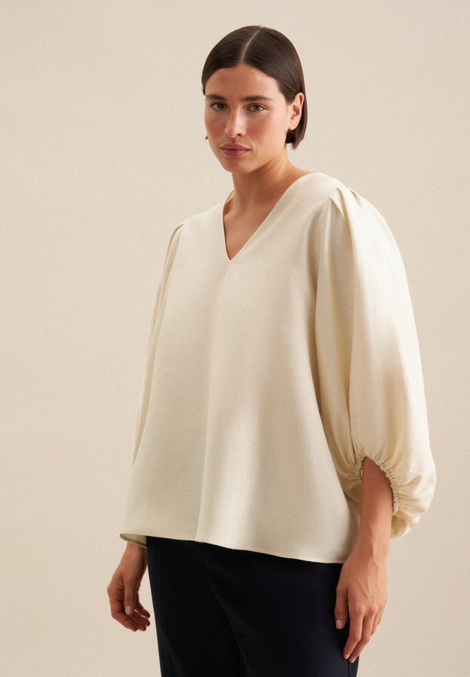 seidensticker Shirtbluse Schwarze Rose 3/4 V-Neck Uni von seidensticker