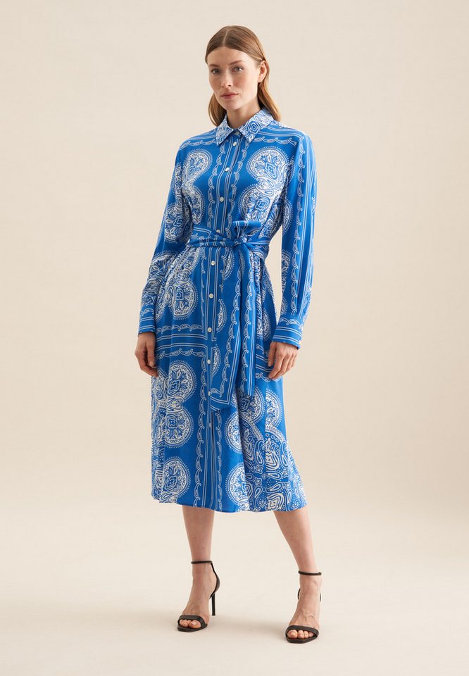 seidensticker Sommerkleid Schwarze Rose Langarm Kragen Tuchprint von seidensticker