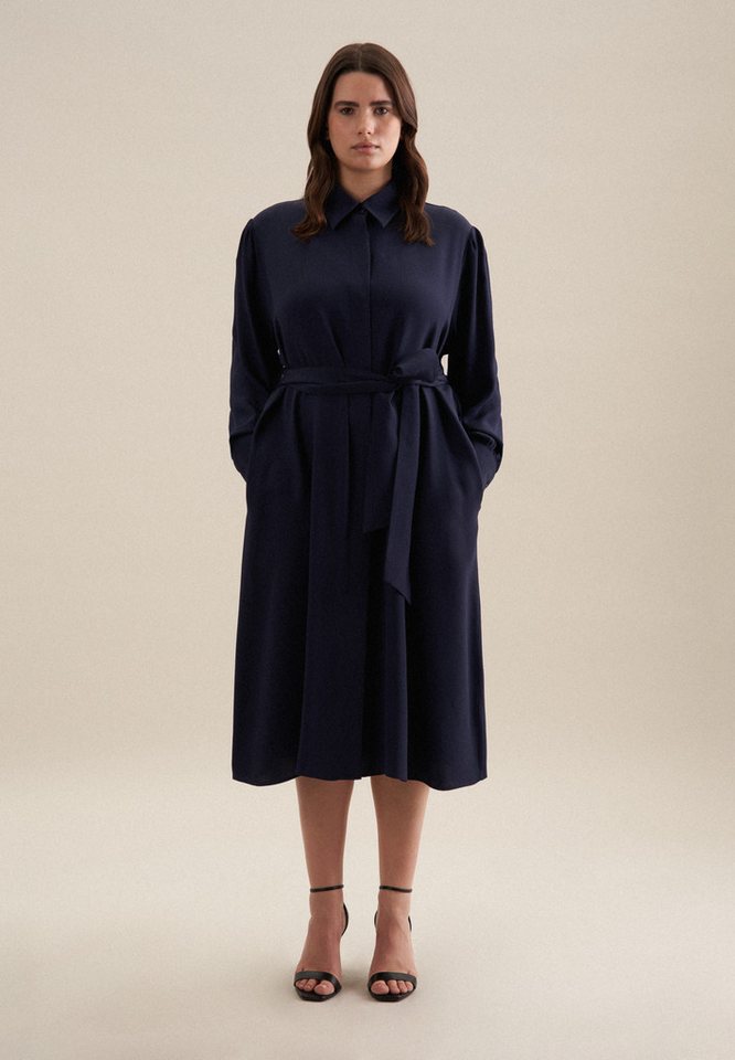 seidensticker Sommerkleid Schwarze Rose Langarm Kragen Uni von seidensticker