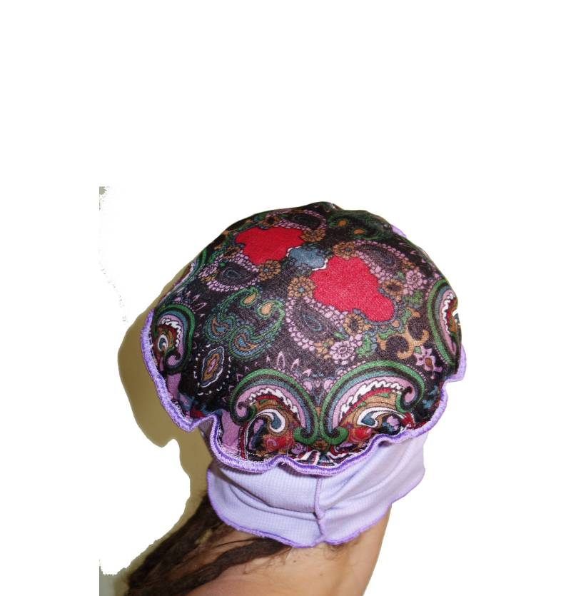Große Dreadlock Tam Beanie in Violett Mit Mandala von seididread