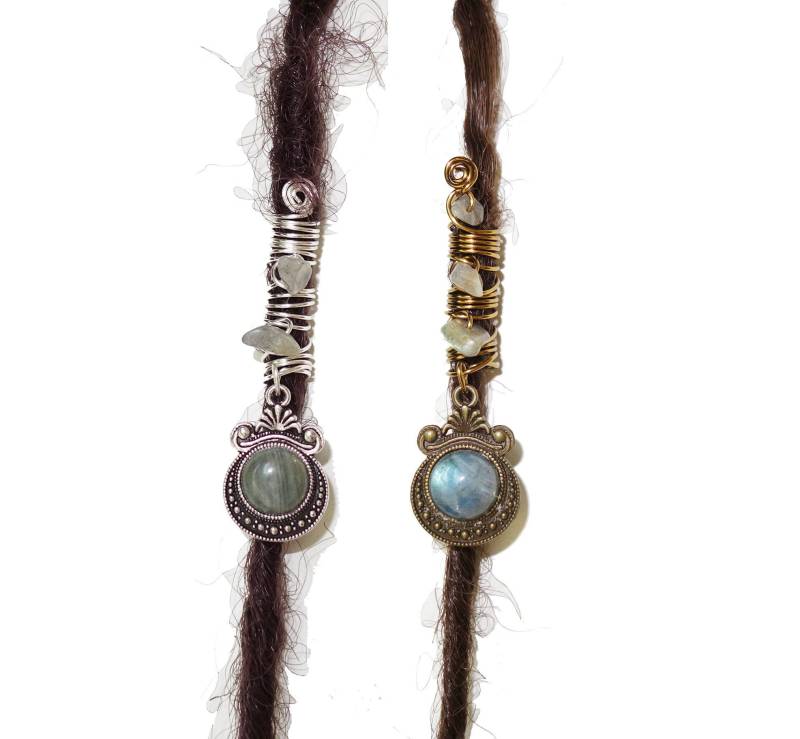 Labradorit Messing Dreadlock Perle, Schwester Locken Schmuck Mit Edelstein von seididread