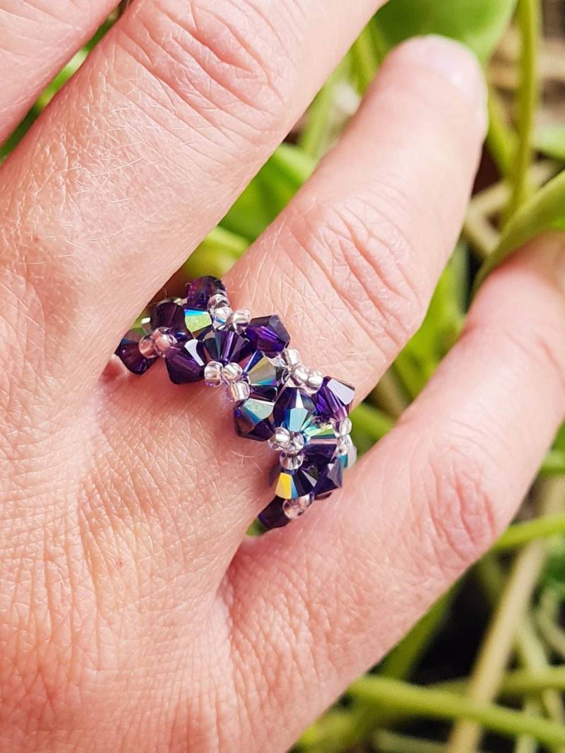 Ring Lila, Swarovskiring, Glitzersteinchen, Minimalistisch Ring Lila, Swarovskiring, Glitzersteinchen, Minimalistisch von seifenundschmuck