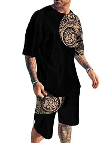 seiveini 2-Teiliges Herren Jogginganzug Sommer Tshirt-Shorts Set Sommer Daily Home Wear Casual Outfits Kurzarm T-Shirts + Kurze Hosen Trainingsanzug Fitness Sportanzug J3 XXL von seiveini