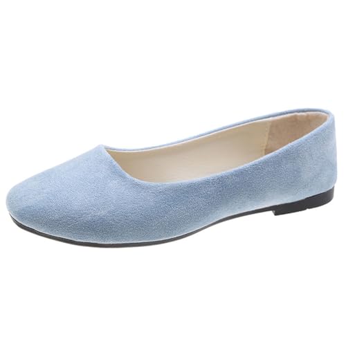 seiveini Ballerinas Damen Ballet Flat Elegant Flache Schuhe Weiches Bequeme Damen Ballerinas mit Quadratischer Zehe Schuhe Klassische Einfarbig Ballerina Flats Geschlossene A Hellblau 40 EU von seiveini