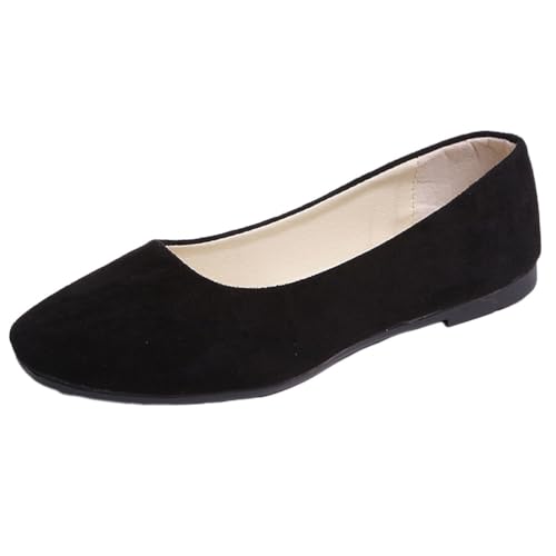 seiveini Ballerinas Damen Ballet Flat Elegant Flache Schuhe Weiches Bequeme Damen Ballerinas mit Quadratischer Zehe Schuhe Klassische Einfarbig Ballerina Flats Geschlossene A Schwarz 39 EU von seiveini