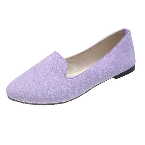 seiveini Ballerinas Damen Ballet Flat Elegant Flache Schuhe Weiches Bequeme Damen Ballerinas mit Spitzer Zehe Schuhe Klassische Einfarbig Ballerina Flats Geschlossene A Violett 38 EU von seiveini