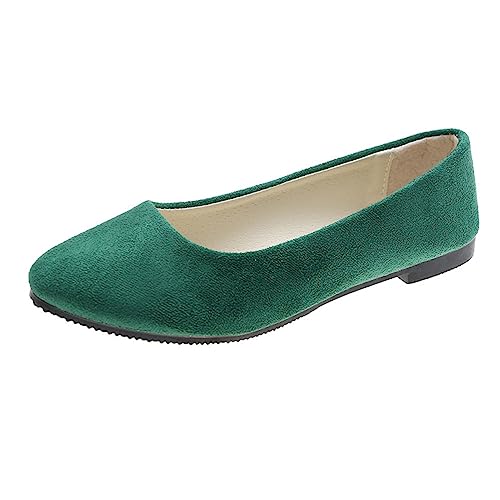 seiveini Ballerinas Damen Ballet Flat Elegant Flache Schuhe Weiches Bequeme Frauen Flats Damen Klassische Einfarbig Ballerinas Geschlossene Ballerinas mit Komfort Innensohle A Grün 35 EU von seiveini