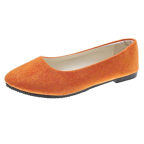 seiveini Ballerinas Damen Ballet Flat Elegant Flache Schuhe Weiches Bequeme Frauen Flats Damen Klassische Einfarbig Ballerinas Geschlossene Ballerinas mit Komfort Innensohle A Orange 37 EU von seiveini