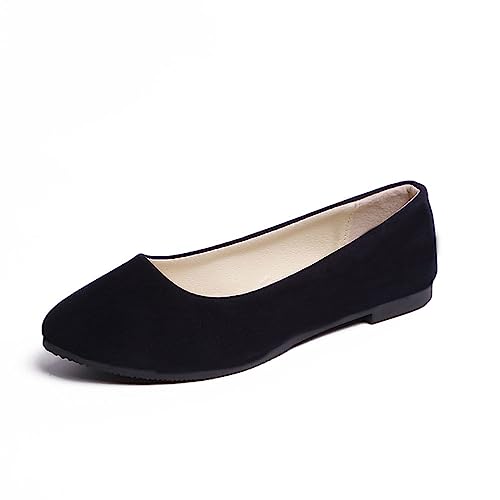 seiveini Ballerinas Damen Ballet Flat Elegant Flache Schuhe Weiches Bequeme Frauen Flats Damen Klassische Einfarbig Ballerinas Geschlossene Ballerinas mit Komfort Innensohle A Schwarz 38 EU von seiveini