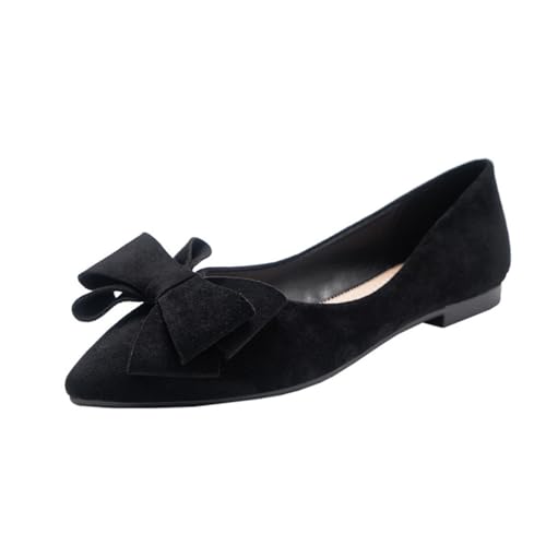 seiveini Ballerinas Damen Ballet Flat Elegant Flache Schuhe Weiches Bequeme Frauen Flats Damen Klassische Einfarbig Ballerinas Geschlossene Ballerinas mit Komfort Innensohle Retro A Schwarz 38 EU von seiveini