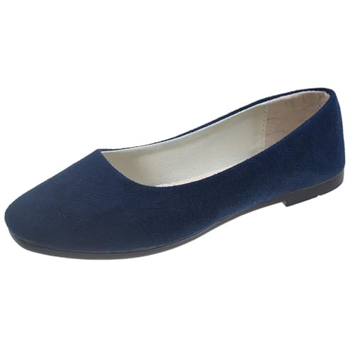 seiveini Ballerinas Damen Elegant Flache Schuhe für Damen mit Quadratischer Zehe Ballerinas Bequeme Weich Damenschuhe Vintage Einfarbig Pumps Flache OL Casual A Marine 43 EU von seiveini