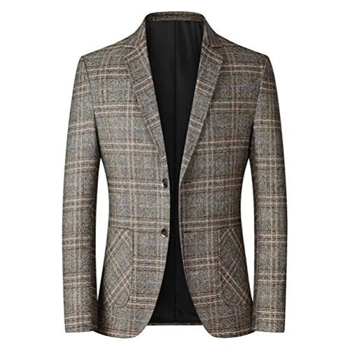 seiveini Blazer Herren Anzugjacke V-Ausschnitt Lang Jacken Anzüge Mantel mit Tasche Geschäft Outwear Fit Business Office Langarm Einfarbig Chic B Khaki L von seiveini