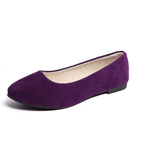 seiveini Damen Ballerina Bequeme Slip On Flach Damen Geschlossene Ballerinas Flach Freizeit Tanzschuhe Frauen Flats Halbschuhe Damen Ballerinas Elegant Flache Schuhe A Dunkelviolett 39 EU von seiveini