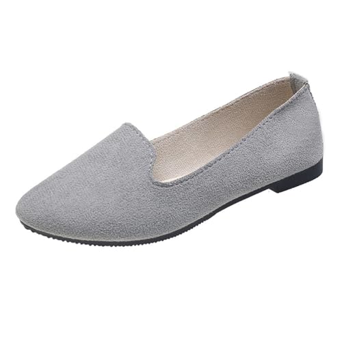 seiveini Damen Ballerinas Elegant Flache Schuhe mit Spitzer Zehenpartie Ballerinas Slip On mit Komfort Innensohle Ballet Flat Klassische Freizeitschuhe Bequeme Weich Leger A Grau 37 EU von seiveini