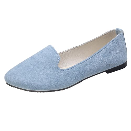 seiveini Damen Ballerinas Elegant Flache Schuhe mit Spitzer Zehenpartie Ballerinas Slip On mit Komfort Innensohle Ballet Flat Klassische Freizeitschuhe Bequeme Weich Leger A Hellblau 40 EU von seiveini