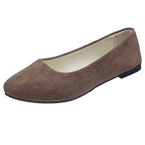 seiveini Damen Ballerinas Elegant Flache Schuhe mit Spitzer Zehenpartie Klassische Ballerinas Slip On Freizeitschuhe Damenschuhe Bequeme Weich Leger Flache Schuhe Ballerinas für Damen A Khaki 42 EU von seiveini