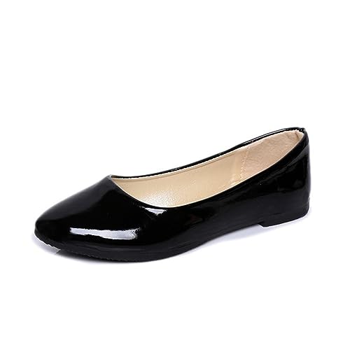 seiveini Damen Ballerinas Elegant Flache Schuhe mit Spitzer Zehenpartie Klassische Ballerinas Slip On Freizeitschuhe Damenschuhe Bequeme Weich Leger Flache Schuhe Ballerinas für Damen B Schwarz 37 EU von seiveini