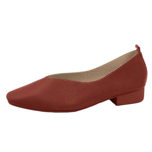 seiveini Damen Ballerinas Elegant Weich Leger Flache Schuhe mit Quadratischer Zehenpartie Klassische Ballerinas Slip On Bequeme Ballerinas für Damen Freizeitschuhe A Weinrot 40 EU von seiveini