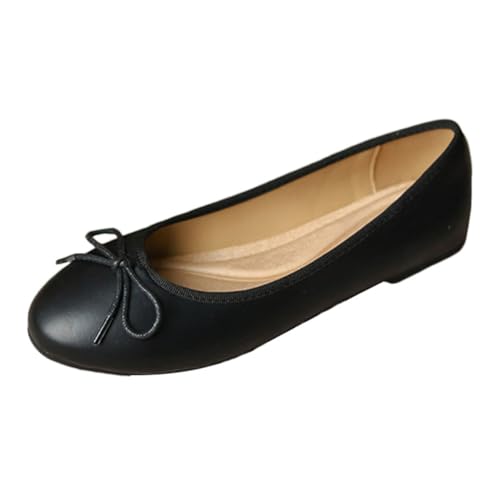 seiveini Damen Ballerinas Slip On Flache Schuhe Pumps Runder Zehe Schuhe für Damen Flache Bequeme Arbeitsschuhe Elegant Damen Geschlossene Pailletten Ballerinas A Schwarz 2 42 EU von seiveini