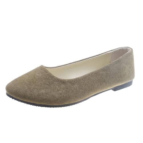 seiveini Damen Ballerinas Slip On Flache Schuhe Pumps Spitzer Zehe Schuhe für Damen Flache Bequeme Arbeitsschuhe Elegant Damen Geschlossene Ballerinas Frühling Herbst A Armeegrün 39 EU von seiveini