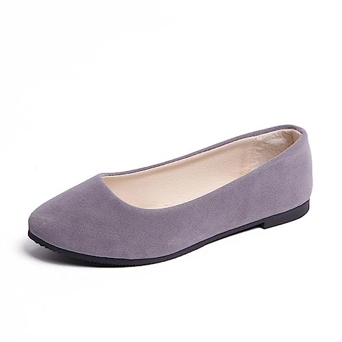 seiveini Damen Ballerinas Slip On Flache Schuhe Pumps Spitzer Zehe Schuhe für Damen Flache Bequeme Arbeitsschuhe Elegant Damen Geschlossene Ballerinas Frühling Herbst A Grau 38 EU von seiveini