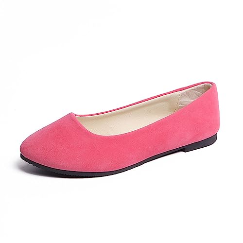 seiveini Damen Ballerinas Slip On Flache Schuhe Pumps Spitzer Zehe Schuhe für Damen Flache Bequeme Arbeitsschuhe Elegant Damen Geschlossene Ballerinas Frühling Herbst A Rosa 42 EU von seiveini