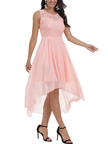 seiveini Damen Brautjungfernkleider Elegant Maxikleid Applique Spitzenkleid Chic Brautkleid Abiballkleid Hochzeitskleid Leichte Sommerkleider Partykleid A Rosa XL von seiveini