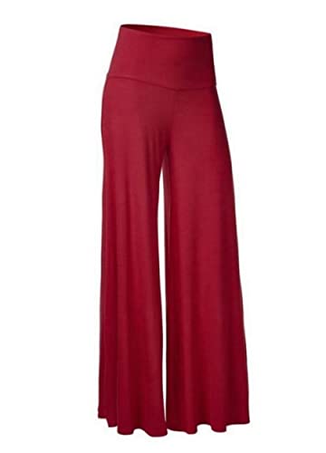 seiveini Damen Hose Weitem Bein Hohe Taille Hosen Larges Yogahose Elastischer Jogginghose Freizeithose Loose Lang Hosen Große Größe Casual Einfarbig A Rot 4XL von seiveini