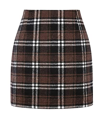 seiveini Damen Kariert Röcke Büro Rock mit Schlitz Figurbetont Minirock Mit Plaid Winterrock A-Linie Hohe Taille Herbstrock Kurze Freizeitrock Bleistiftrock Arbeitsrock A Dunkelbraun L seiveini Damen Kariert Röcke Büro Rock mit Schlitz Figurbetont Minirock Mit Plaid Winterrock A-Linie Hohe Taille Herbstrock Kurze Freizeitrock Bleistiftrock Arbeitsrock A Dunkelbraun L von seiveini
