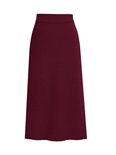 seiveini Damen Midirock Vintage Retro Röcke mit Schlitz Herbst Freizeitrock Hohen Taille Partyrock Elegant Midi Rock Enge Hohen Taille Bleistiftrock Retro A Weinrot XL von seiveini