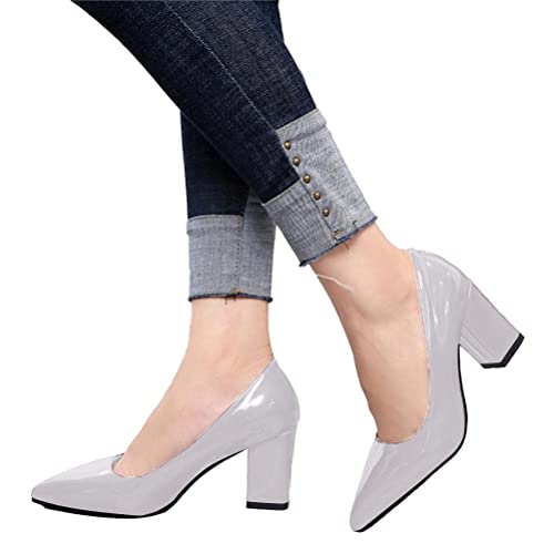 seiveini Damen Pumps mit Spitzer Zehenpartie Elegante Pumps High Heels für Frauen Abendschuhe Businessschuhe Partyschuhe Pumps mit Blockabsatz für Damen Klassische Vintage A Weiß 39 EU von seiveini