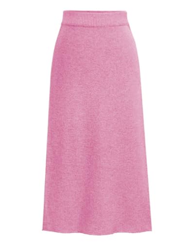 seiveini Strickrock Damen Lang Elegant Bleistift Rock mit Schlitz Stretch Winter Röcke Bodycon Midirock Freizeitrock A Hellrosa S von seiveini