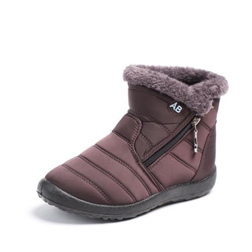 seiveini Damen Schneestiefel Winter Warme Stiefeletten Gefüttert Schuhe Damen Plüsch Winterstiefel Warm Bequem Boots Schlüpfen Winterschuhe Mode Stiefeletten Damen Ankle Boots A Braun 39 EU von seiveini