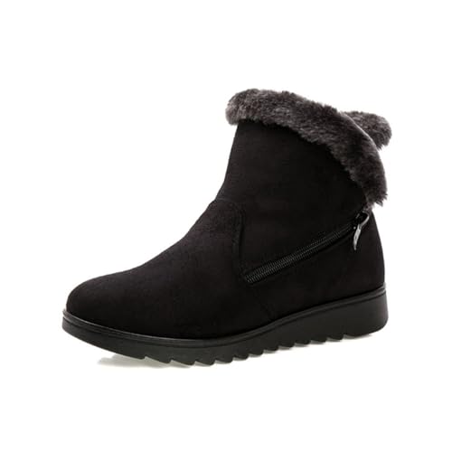 seiveini Damen Schneestiefel Winter Warme Stiefeletten Gefüttert Schuhe Damen Plüsch Winterstiefel Warm Bequem Boots Schlüpfen Winterschuhe Mode Stiefeletten Damen Ankle Boots D Schwarz 40 EU von seiveini