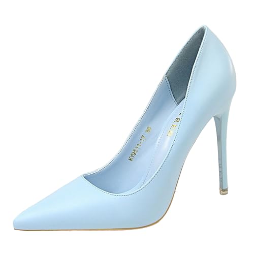 seiveini Damen Spitze High Heels Stiletto Pumps Damen Klassische High Heels Spitze Elegante Pumps Stiletto Damenschuhe Klassische Damen Stiletto Pumps 10.5 cm High Heels A Blau 42 EU von seiveini