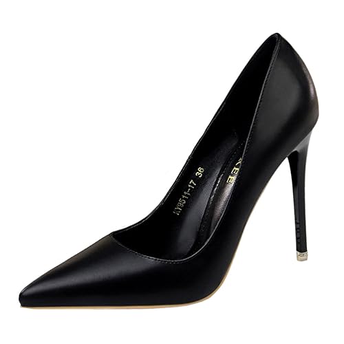 seiveini Damen Spitze Pumps Stiletto High Heels Spitz Geschlossene Zehen High Heels mit Pfennigabsatz für Hochzeit Party Office Elegant Slip-on Stöckelschuhe mit Absatz Brautschuhe A Schwarz 34 EU von seiveini