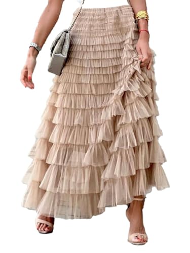 seiveini Damen Tüllrock Lang Hohe Taille Vintage Tütü Elegant Plisseerock Damen Prinzessin Tüllrock Maxirock Elastische Taille Casual Party Tüll Röcke Weiche Faltenrock A Aprikose S seiveini Damen Tüllrock Lang Hohe Taille Vintage Tütü Elegant Plisseerock Damen Prinzessin Tüllrock Maxirock Elastische Taille Casual Party Tüll Röcke Weiche Faltenrock A Aprikose S von seiveini