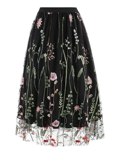 seiveini Damen Tüllrock Weiche Tüll Petticoat A-Linie Großer Saum Midi Röcke Lang Blumenmuster 3 Schichten Faltenrock Sommer C Schwarz M seiveini Damen Tüllrock Weiche Tüll Petticoat A-Linie Großer Saum Midi Röcke Lang Blumenmuster 3 Schichten Faltenrock Sommer C Schwarz M von seiveini