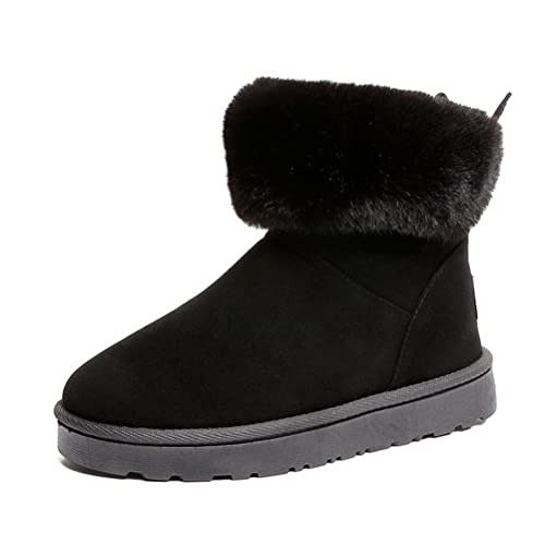 seiveini Damen Winterstiefel Warm Gefütterte Winterschuhe Wanderschuhe Fleece Schneestiefel Winter Schlupfstiefel Kurzschaft Stiefel Boots Schuhe Trekking Winterboots für Damen A Schwarz 39 von seiveini