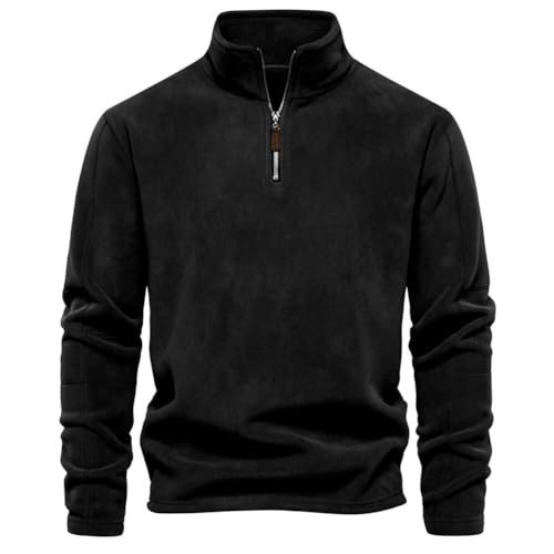 seiveini Fleecepullover Herren Half Zip Microfleece Sweatshirt Herren Langarm Troyer Pullover Warmer Stehkragen Regular Fit A Schwarz XXL von seiveini