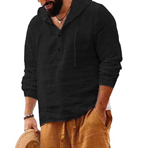seiveini Hemd Herren Langarm Henley Shirt Arbeitshemd Button Down Freizeithemd T-Shirt mit Kapuze Casual Loose Leinenhemd Dünne Tops Baumwolle und Leinen A Schwarz M seiveini Hemd Herren Langarm Henley Shirt Arbeitshemd Button Down Freizeithemd T-Shirt mit Kapuze Casual Loose Leinenhemd Dünne Tops Baumwolle und Leinen A Schwarz M von seiveini